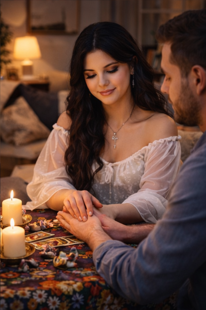 Selena prowadząca czuły odczyt miłosny